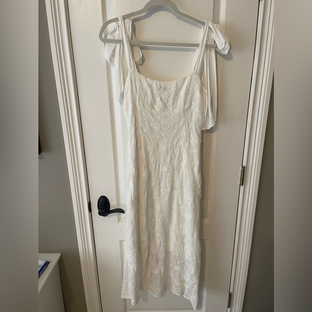 Lucy Paris Aurora White Textured Midi Dress